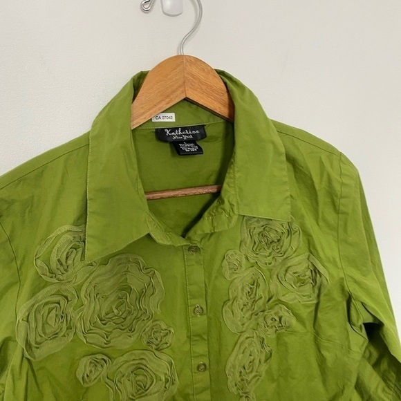 FESTIVAL Top Green 70s Inspired Button Up Blouse Spring Concert Festival Vibes - Picture 6 of 14